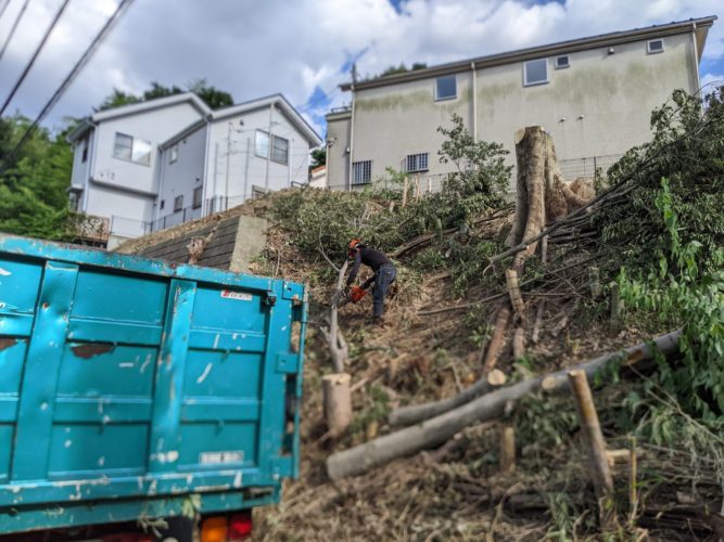 横浜市青葉区（住宅用地向け伐採）作業中